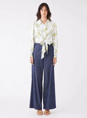 ReflectiveDetails Tranquility Olive Floral Front Tie LS Shirt