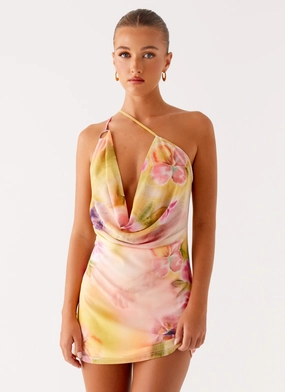 Bohemian Bliss Mesh Mini Dress - Sunburst Floral Feminine Mood