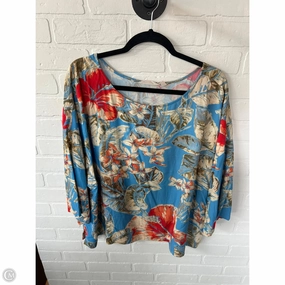 Top Short Sleeve By Soft Surroundings In Blue & Tan, Size: 2x Relaxing Day MultiPly Fabric