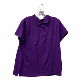 Elastic Fit Top Ss By Croft And Barrow In Purple, Size:1X