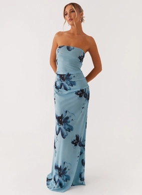 Field Of Dreams Maxi Dress - Blue Black Floral BreathableFabric