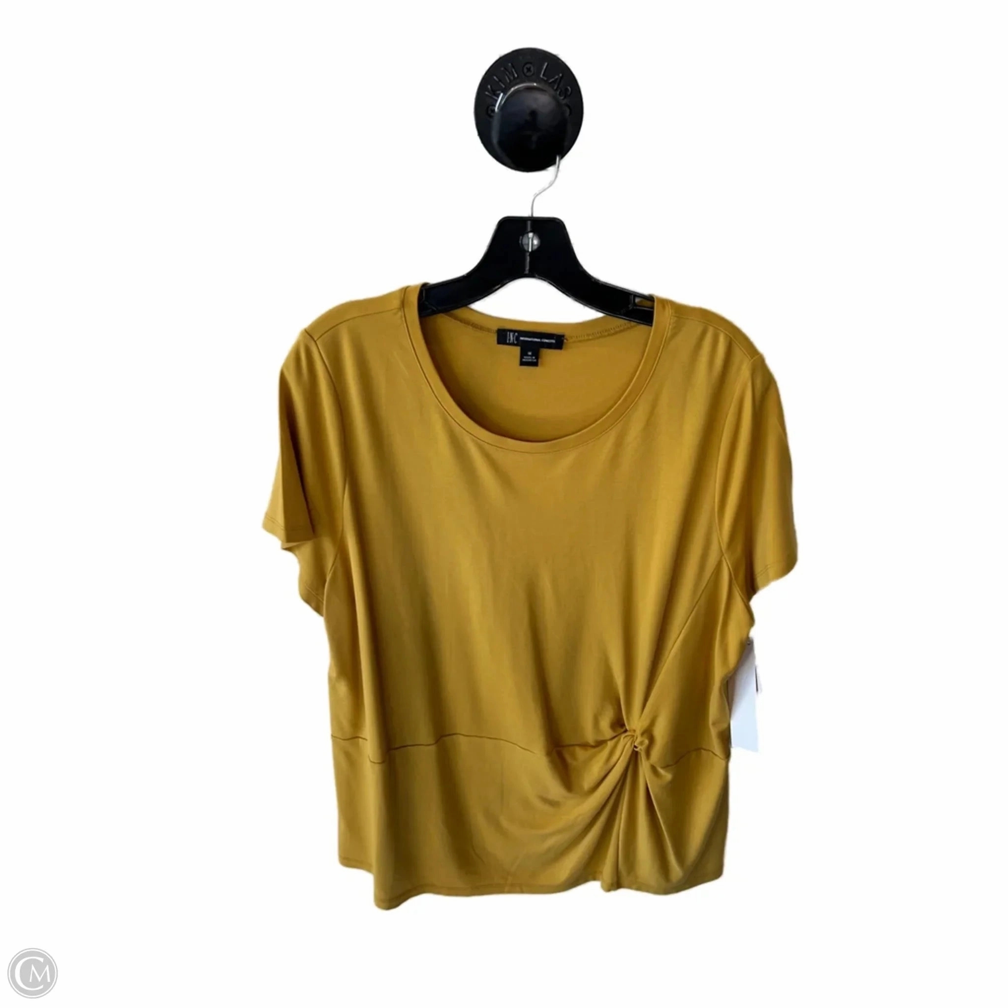 City Fashion Look Garment Dyed Finish Top Short Sleeve By Inc In Yellow, Size: 1x
