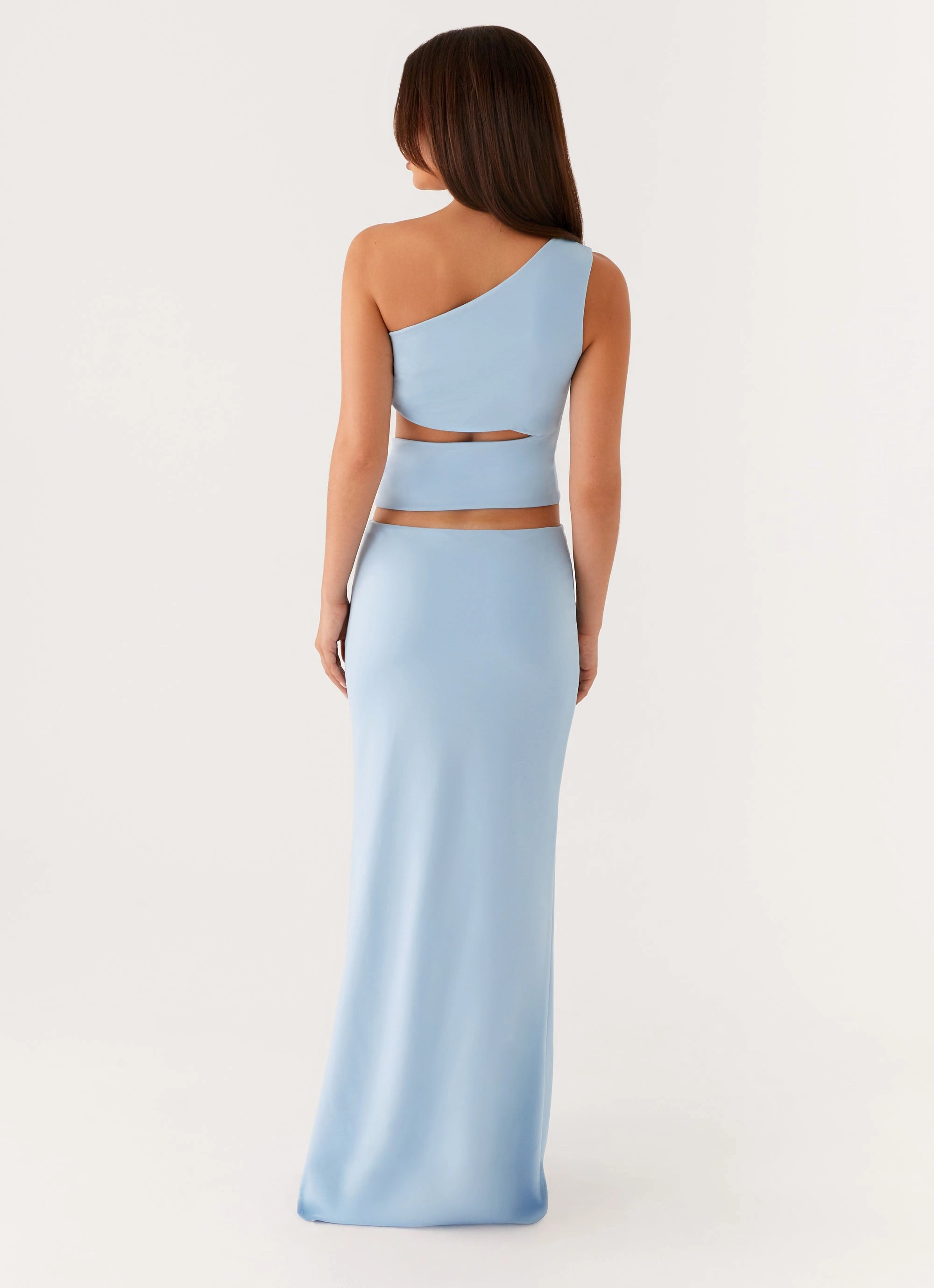 Laylani Cut Out Maxi Dress - Blue Geometric-pattern Light Shape