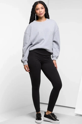 Daily Routine Rib Knit Sporty Comfort Fit Leggings Black