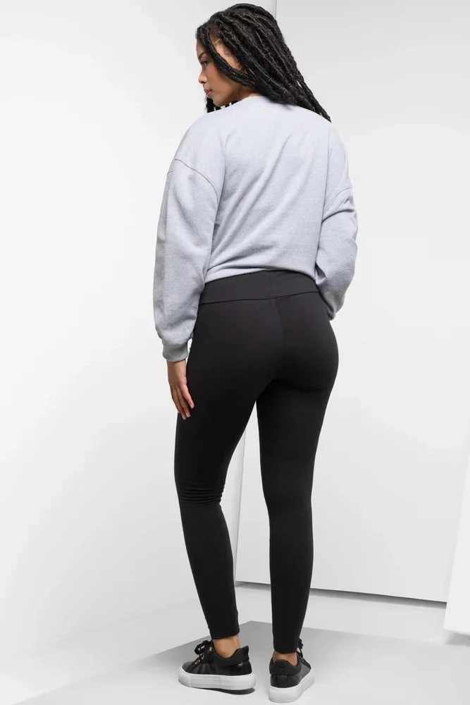 Winter Sports Mesh Panel Mountain Hike Body Shaping Leggings Black