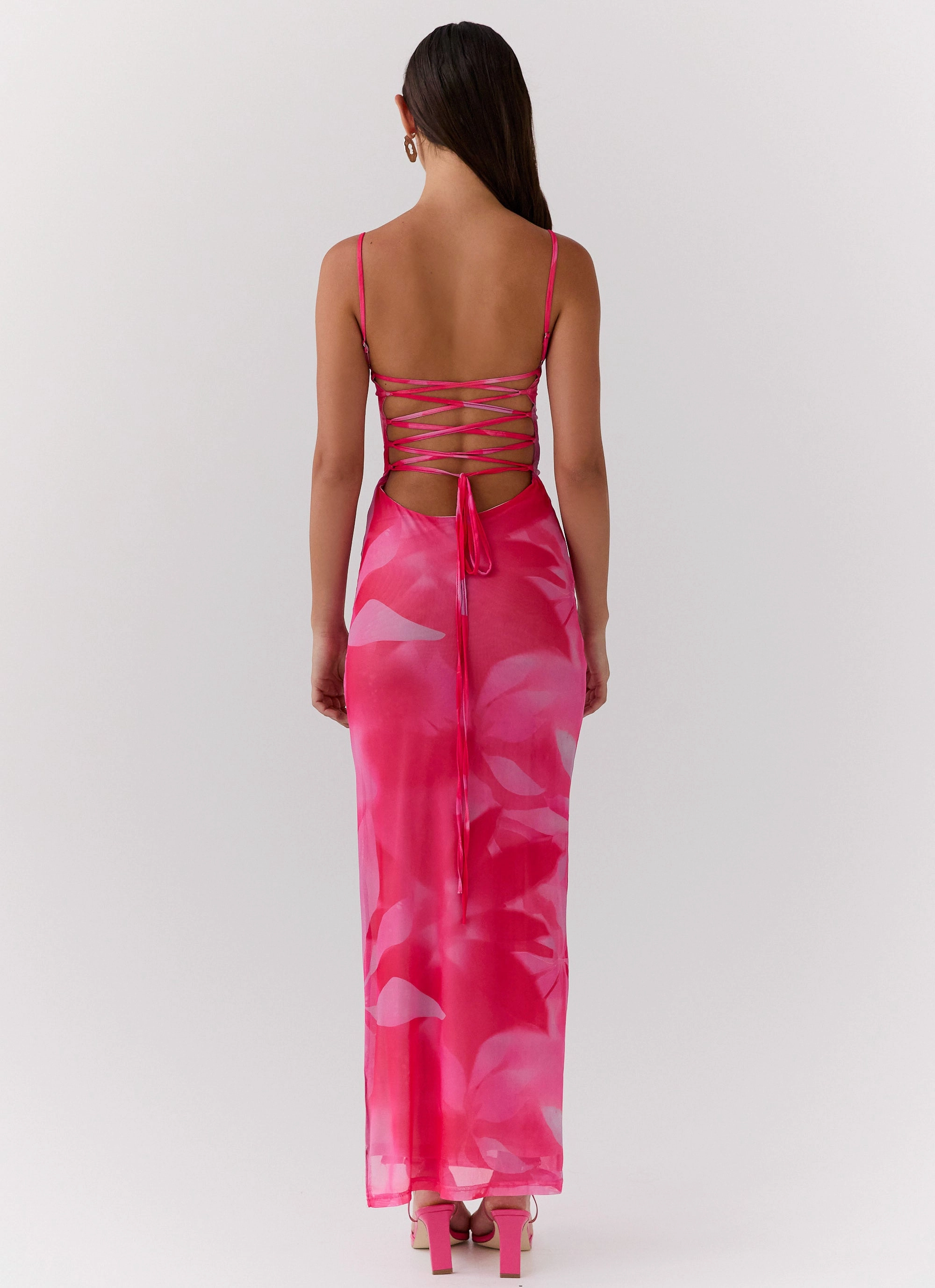 Timeless Style Life In Pink Maxi Dress - Abstract Bloom