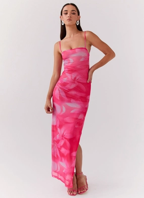 Refined Mood Life In Pink Maxi Dress - Abstract Bloom