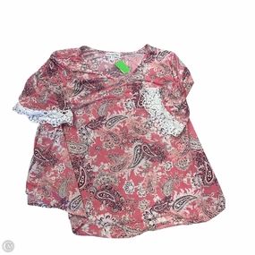 DoubleLayeredCollar Outdoor Essentials Top Short Sleeve By Clothes Mentor In Pink & White, Size: 3x