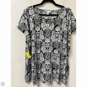 Top Short Sleeve By Liz Claiborne In Black & White, Size: 2x Holiday Trend