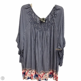 V-Neck Top Short Sleeve By Terra & Sky In Checkered Pattern, Size: 3x