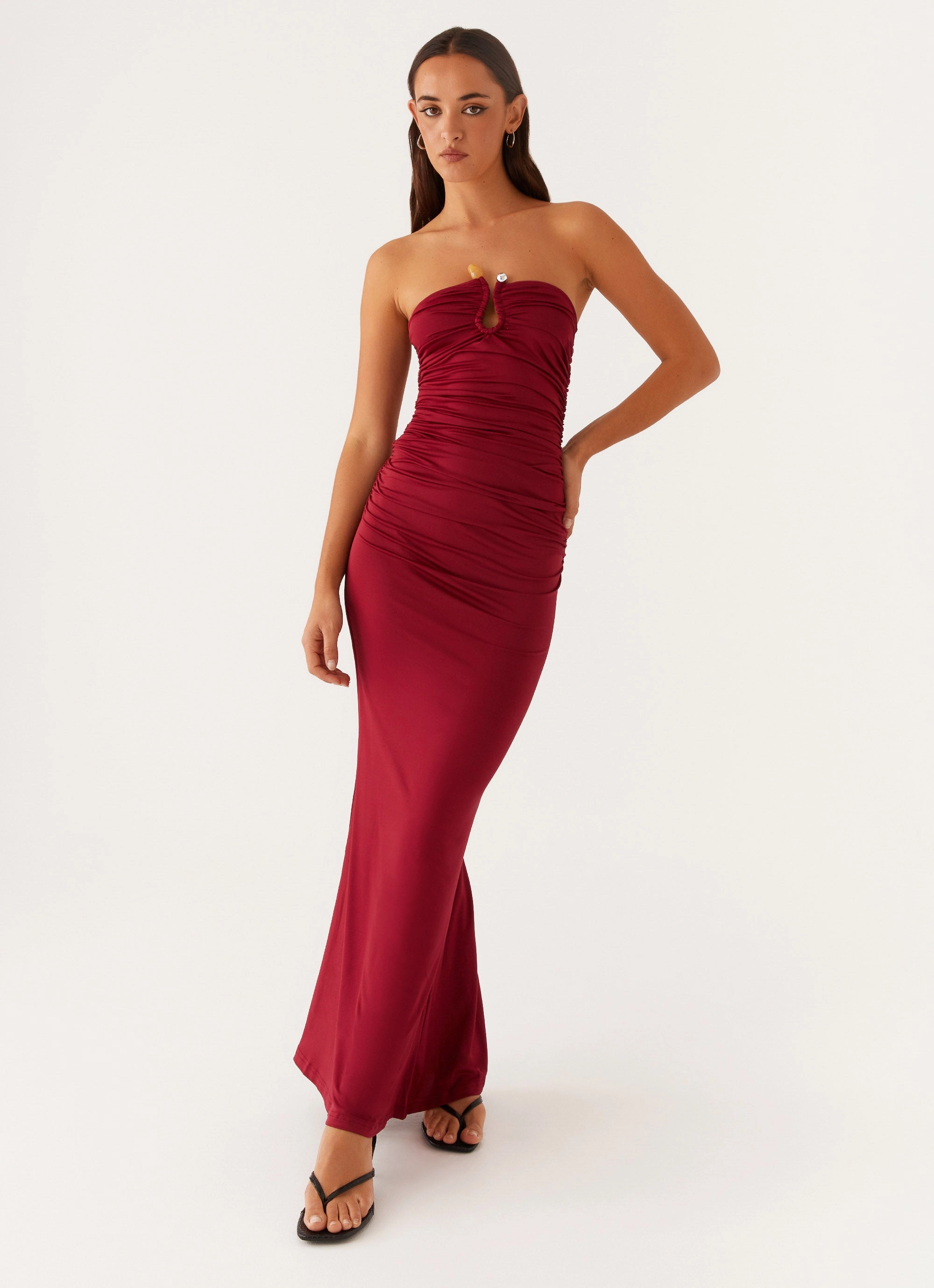 Rudy Maxi Dress - Maroon Sophisticated Look Bohemian-Style