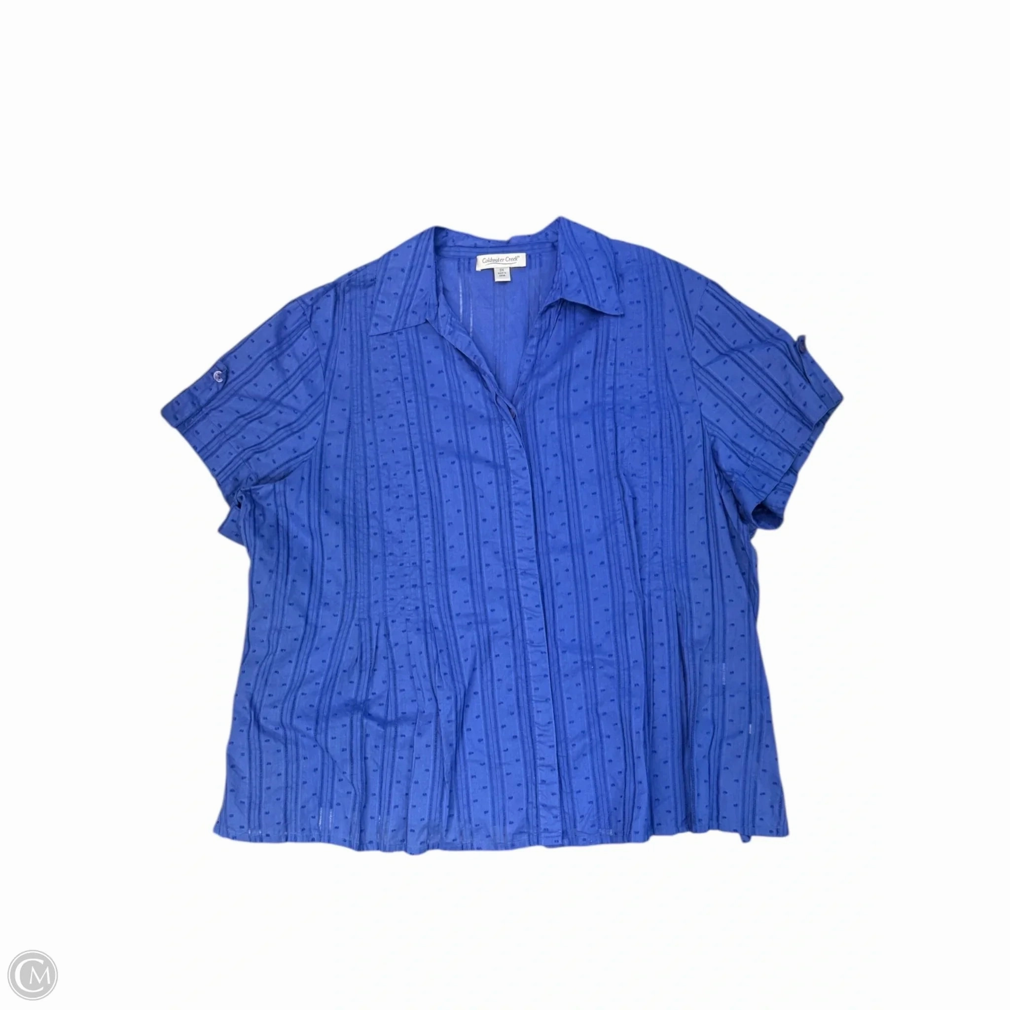 Luxurious Soft Design Top Short Sleeve By Coldwater Creek In Blue, Size: 3x