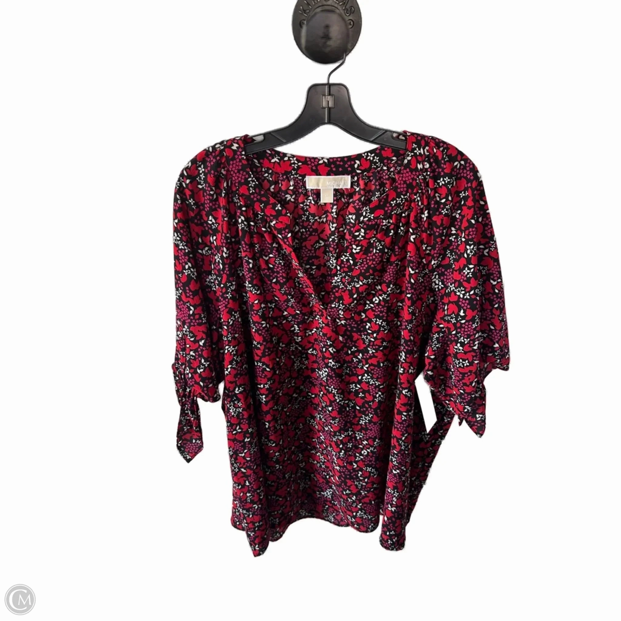 Top Short Sleeve By Michael By Michael Kors In Black & Red, Size: 2x Fashionable Piece