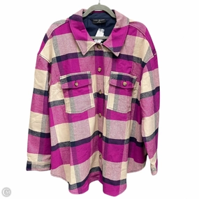 Reflective Safety Details Fray Resistant Edges Jacket Shirt By Lane Bryant In Pink & Tan, Size: 1x