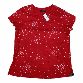 Casual Essentials Wear Top Ss By Lane Bryant In Blue & Red & White, Size:Xl