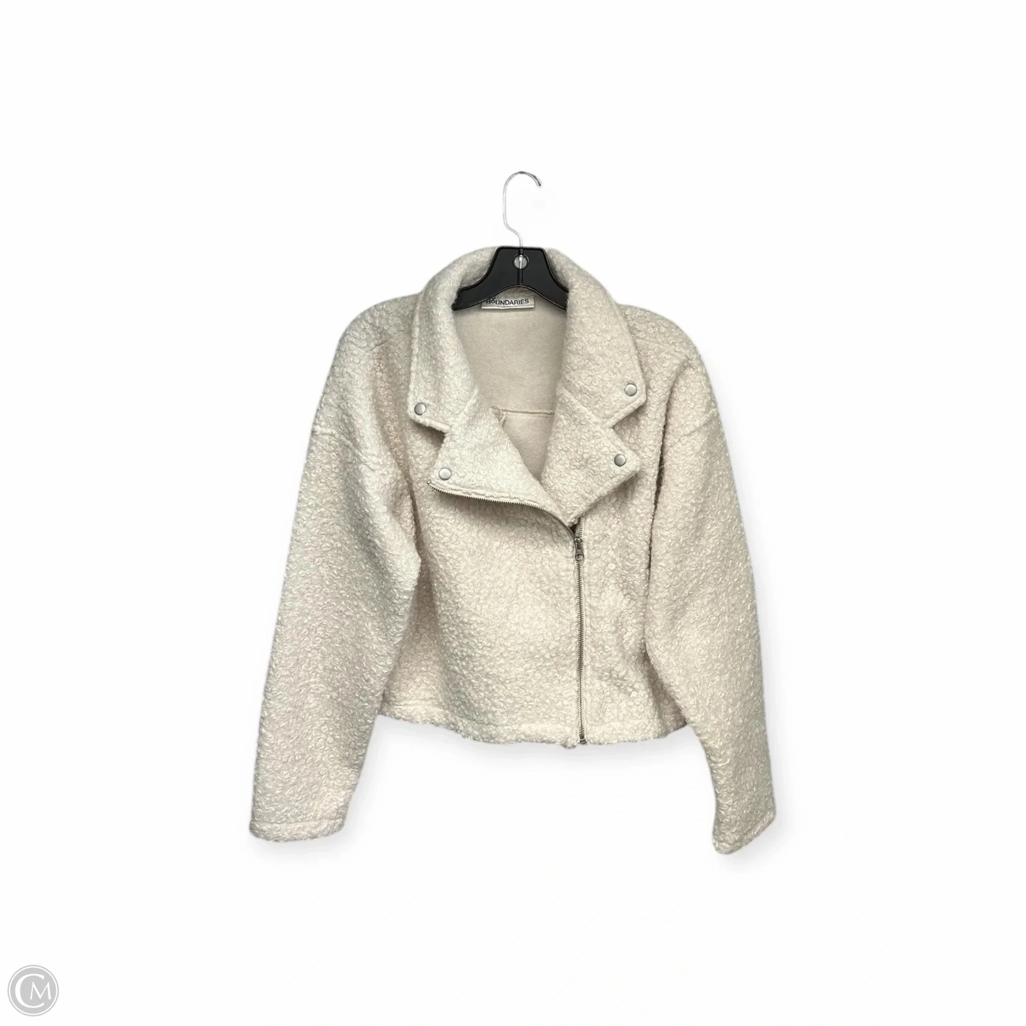 Quick Release Buckle Mechanism Subtle Color Tone Jacket Moto By No Boundaries In Cream, Size: Xl