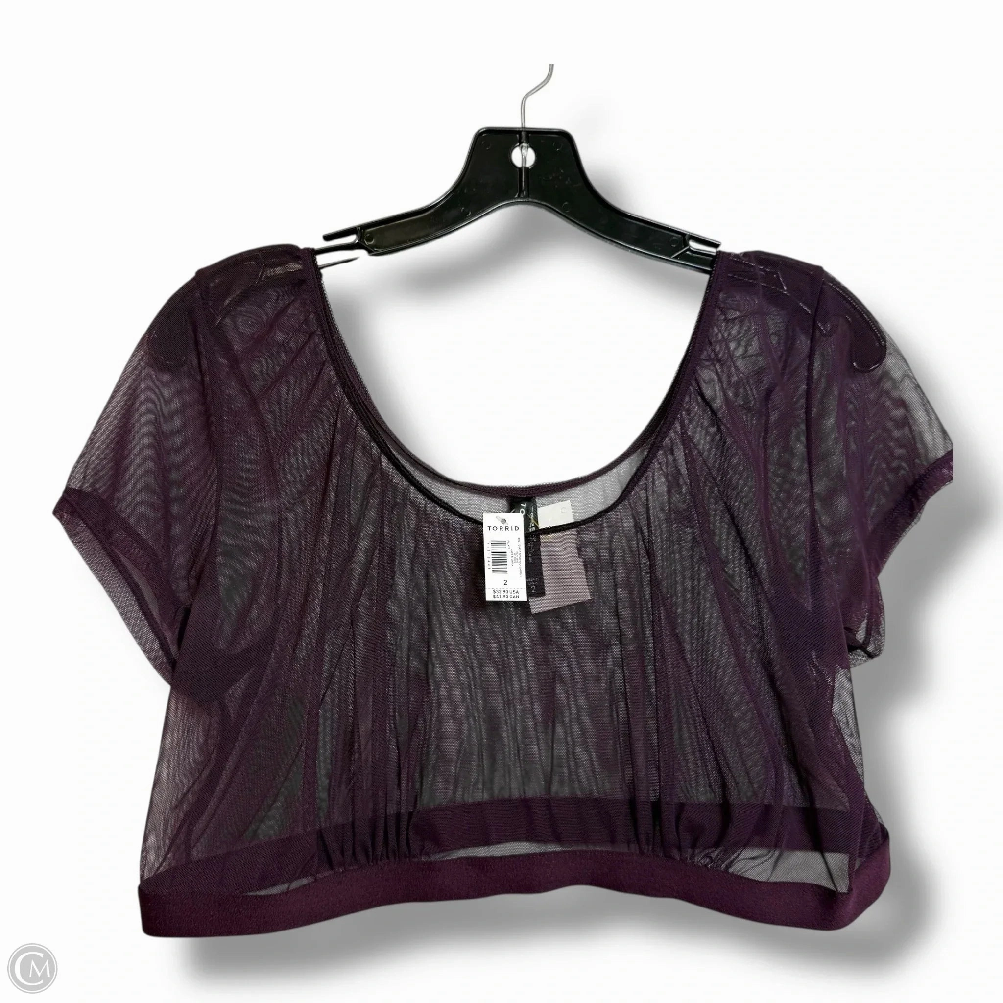 Top sheer Short Sleeve Basic By Torrid In Purple, Size: 2x Comfy Casual Comfort Design