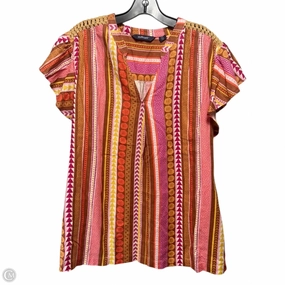 Cozy and Light Linen Blend Top Short Sleeve By Studio Park In Multi-colored, Size: 2x