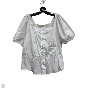 Top Short Sleeve By Liz Claiborne In White, Size: 1x Active Comfort Wear