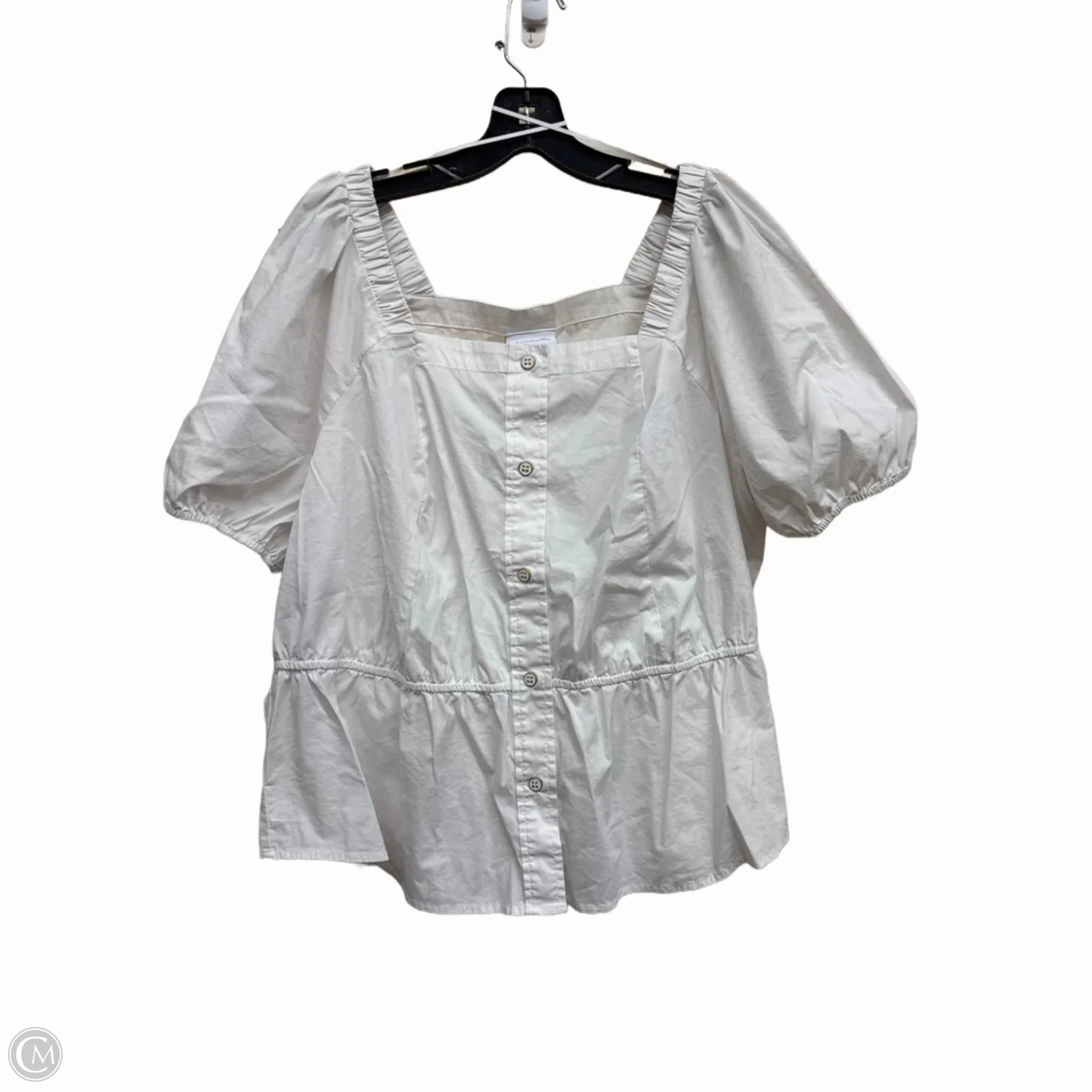 Top Short Sleeve By Liz Claiborne In White, Size: 1x Active Comfort Wear