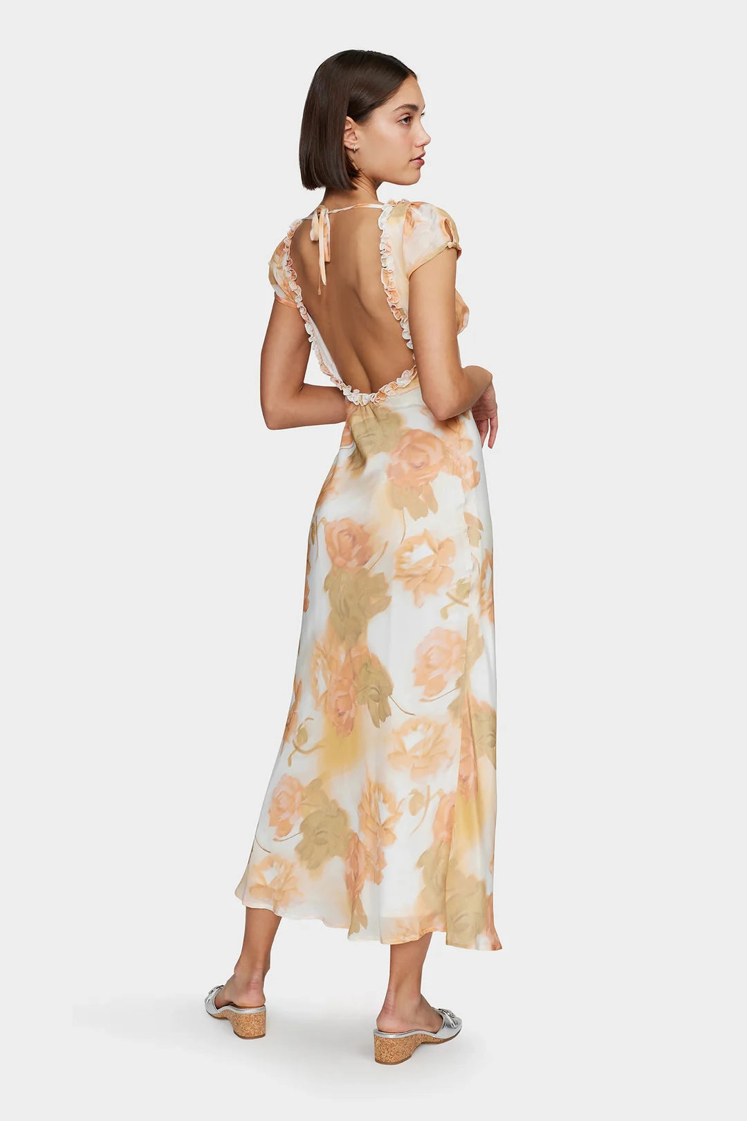 Artistic Flair Trendy summer outfit Lottie Peachy Garden Cap Sleeve Midi Dress