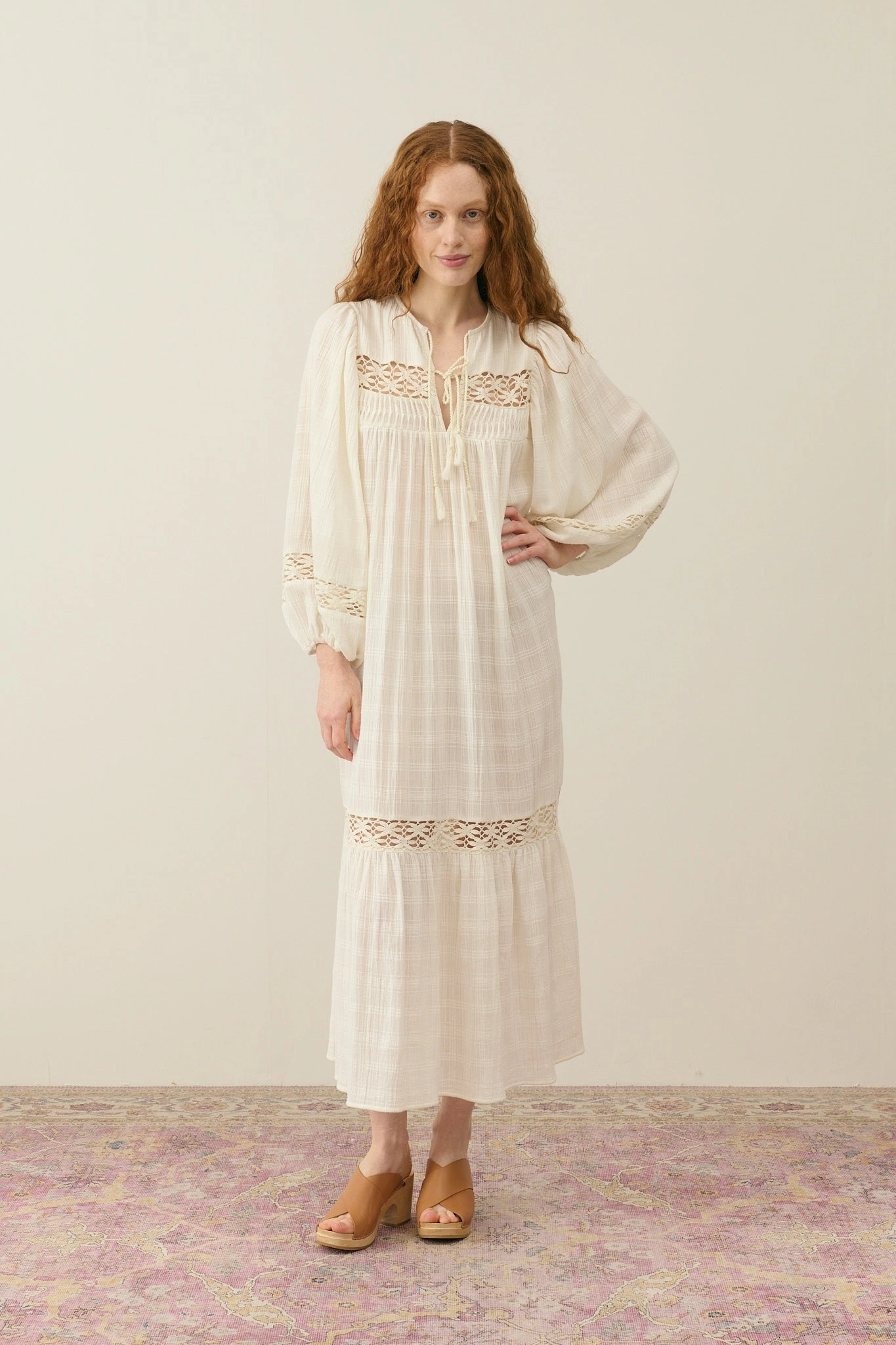 Louise Misha Gypse Dress in Snow Ostuni Checks Cap-Sleeve