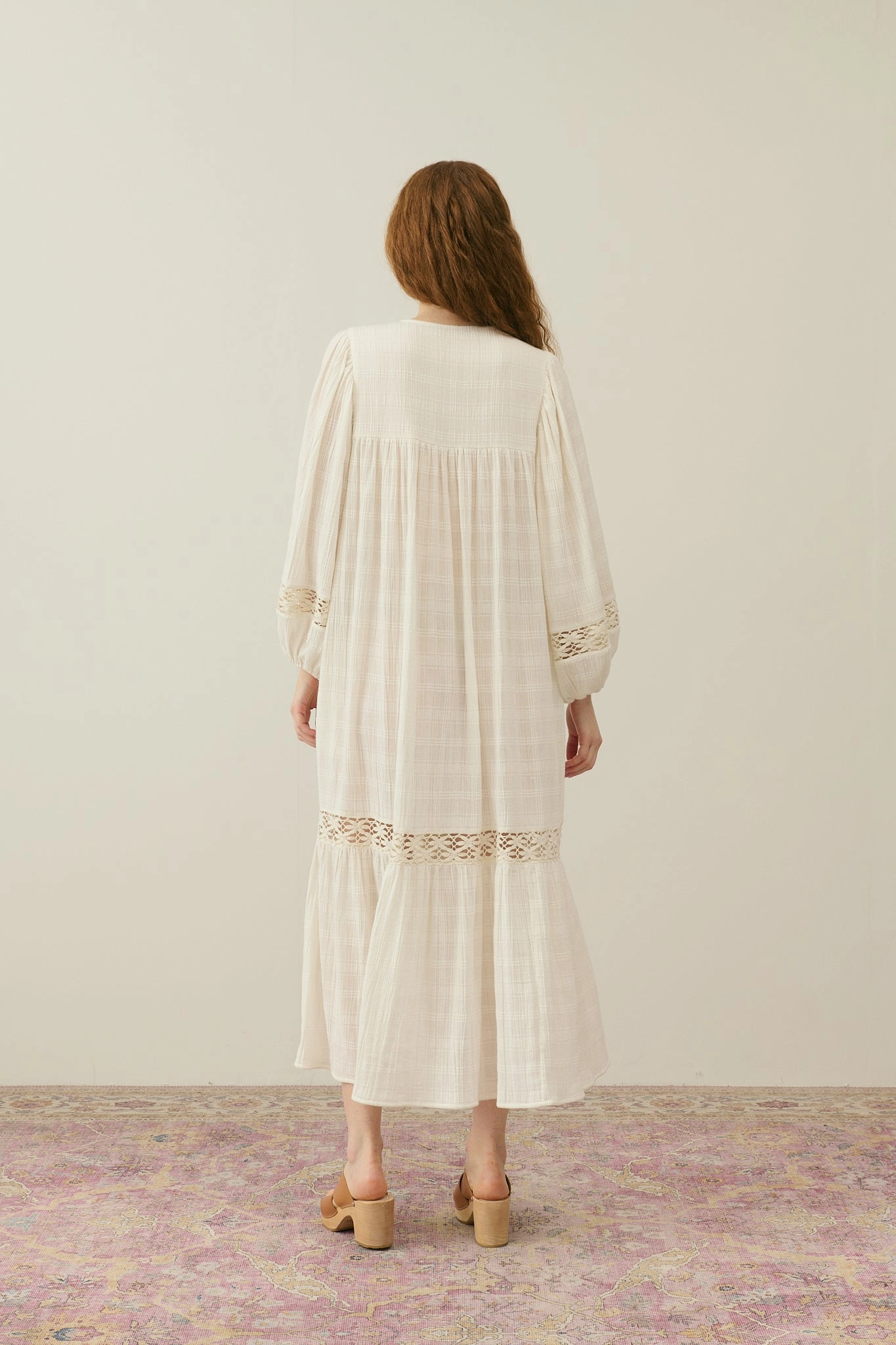 Louise Misha Gypse Dress in Snow Ostuni Checks Cool Movement Soft Detail