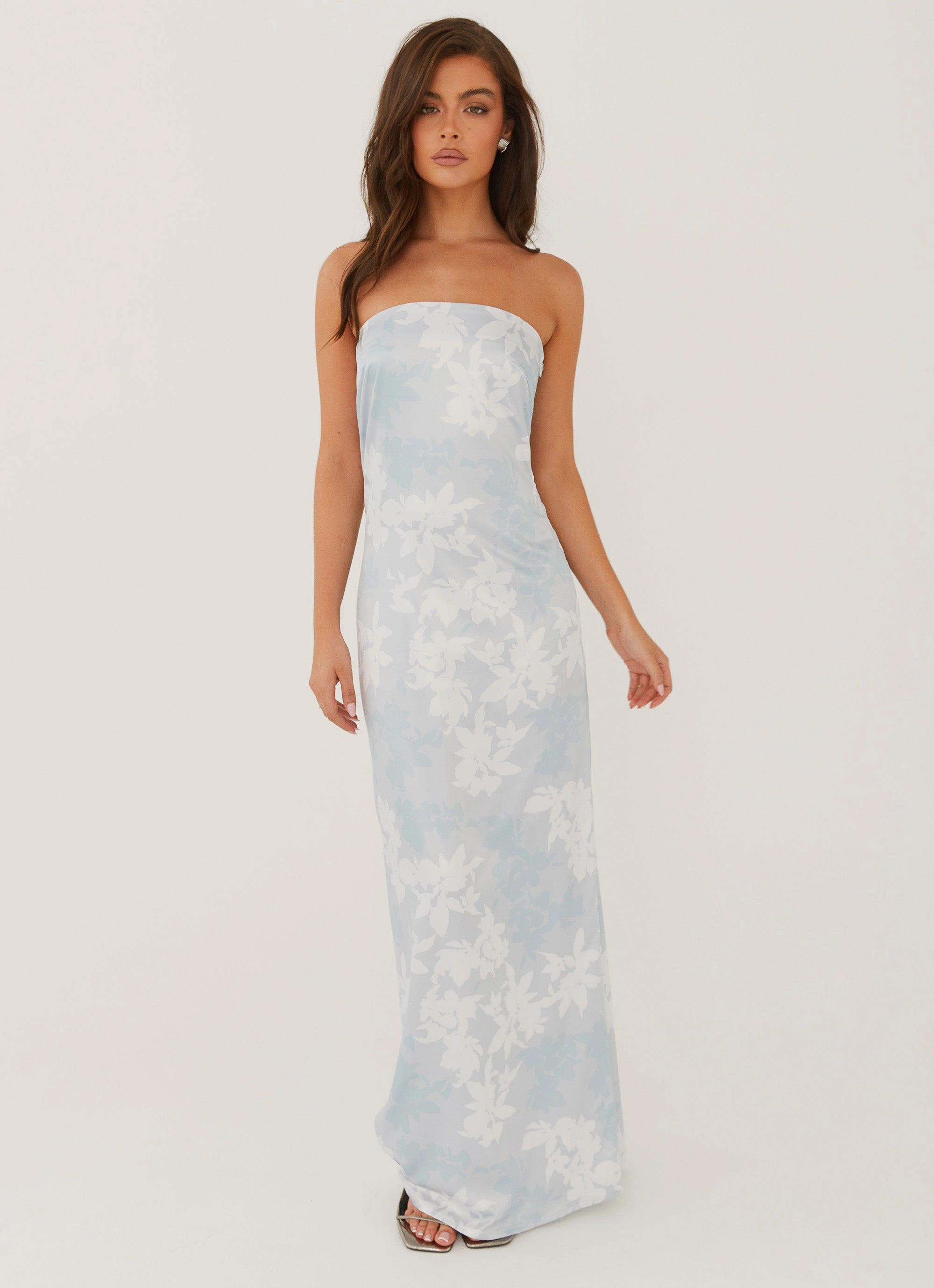 Love Me More Maxi Dress - Blue Blossom Flowing Texture