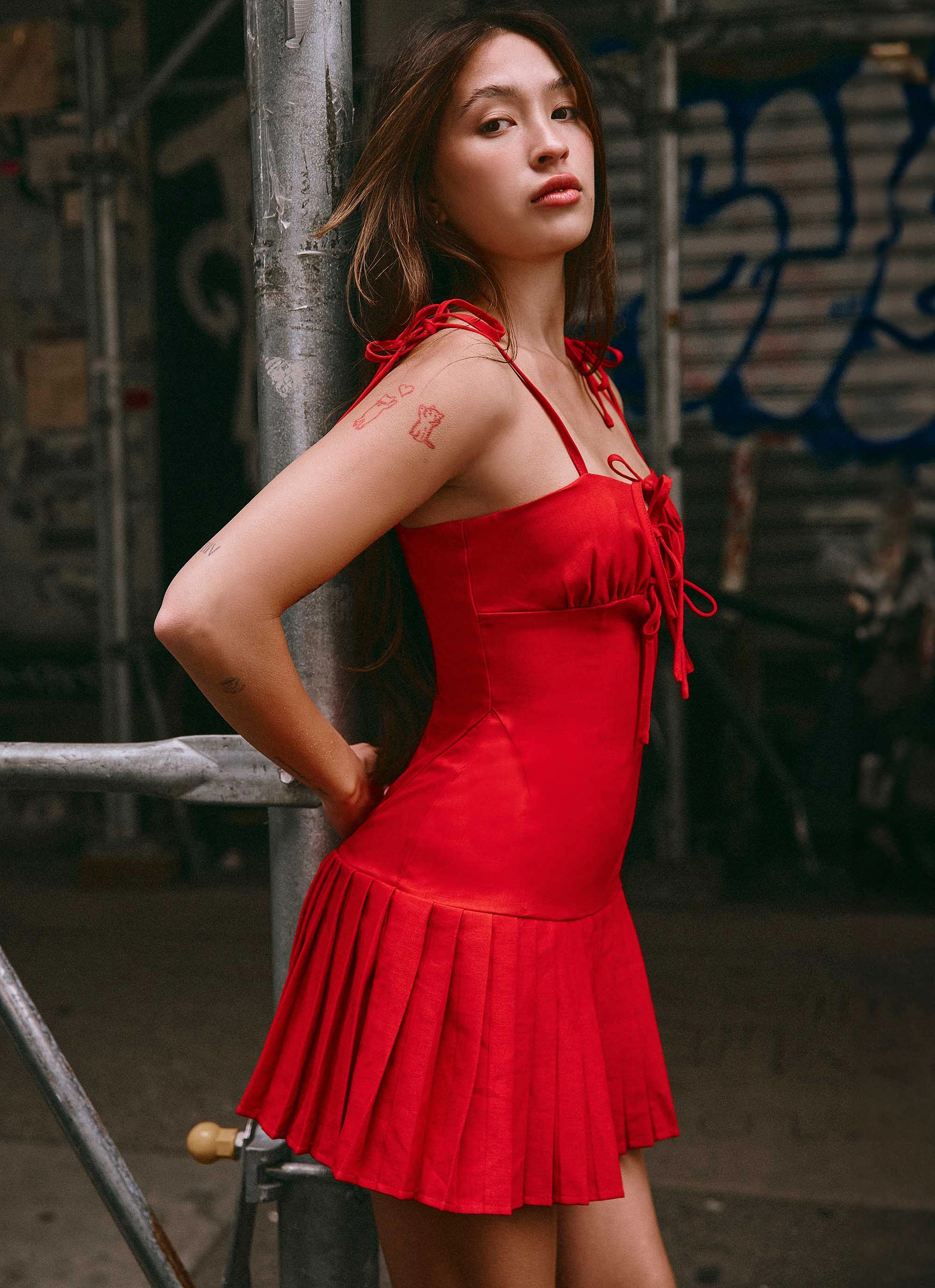 Love Seeker Corset Mini Dress - Red Farm Scene