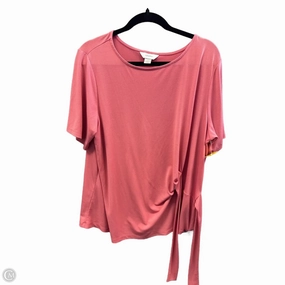 Basic Layering Wide Neck Opening Top Short Sleeve By Cj Banks In Pink, Size: 1x