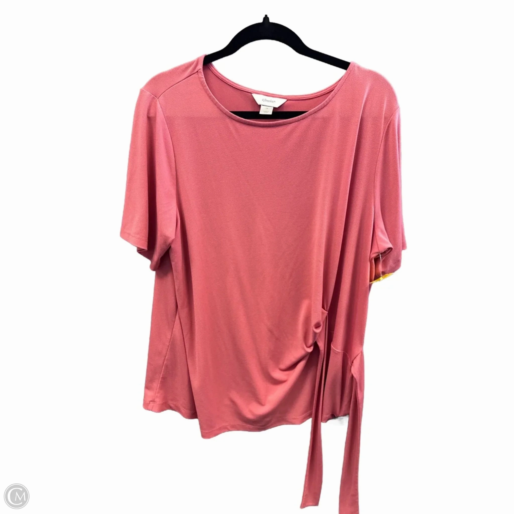 Basic Layering Wide Neck Opening Top Short Sleeve By Cj Banks In Pink, Size: 1x