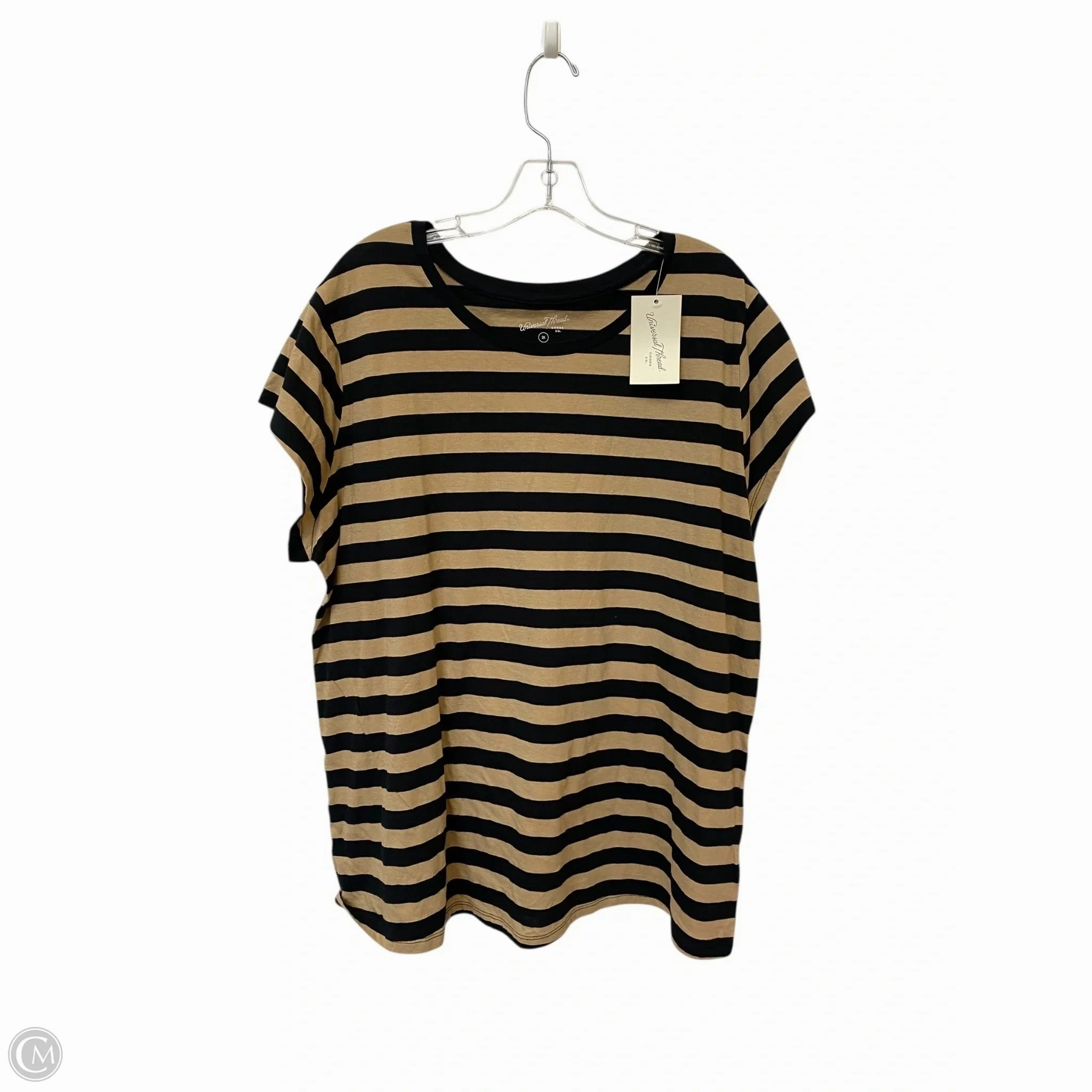Stylish and Fun Perfect Design Top Short Sleeve Basic By Universal Thread In Striped Pattern, Size: 2x