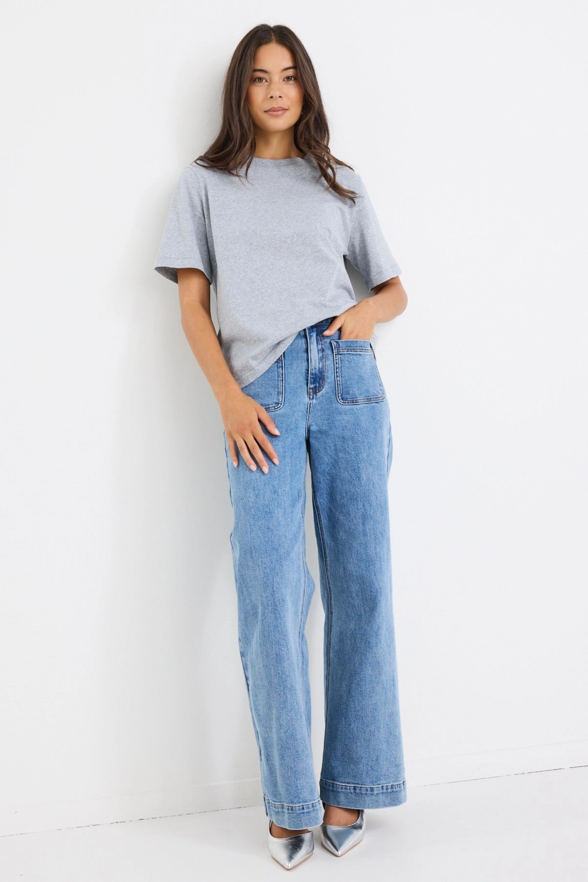 OrganicCotton Zoey Signature Blue High Rise Wide Leg Pocket Jean