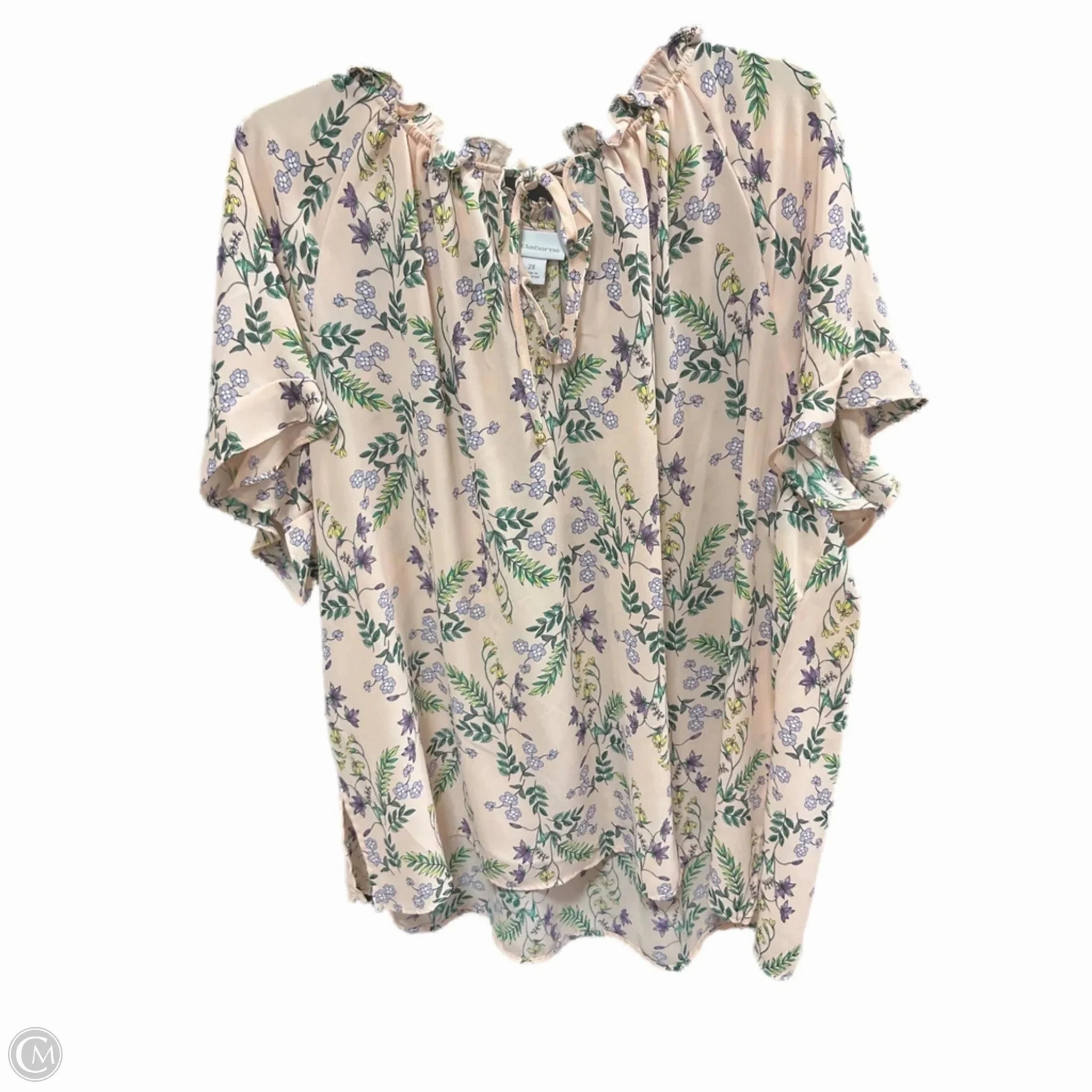 LightweightBlend Top Short Sleeve Basic By Liz Claiborne In Pink, Size: 2x