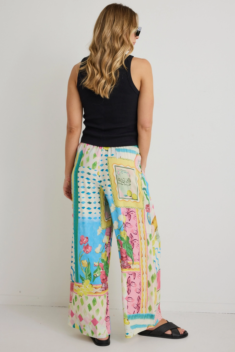 Quick Dry Fabric Speculate Pink Holiday Print Wide Leg Pants