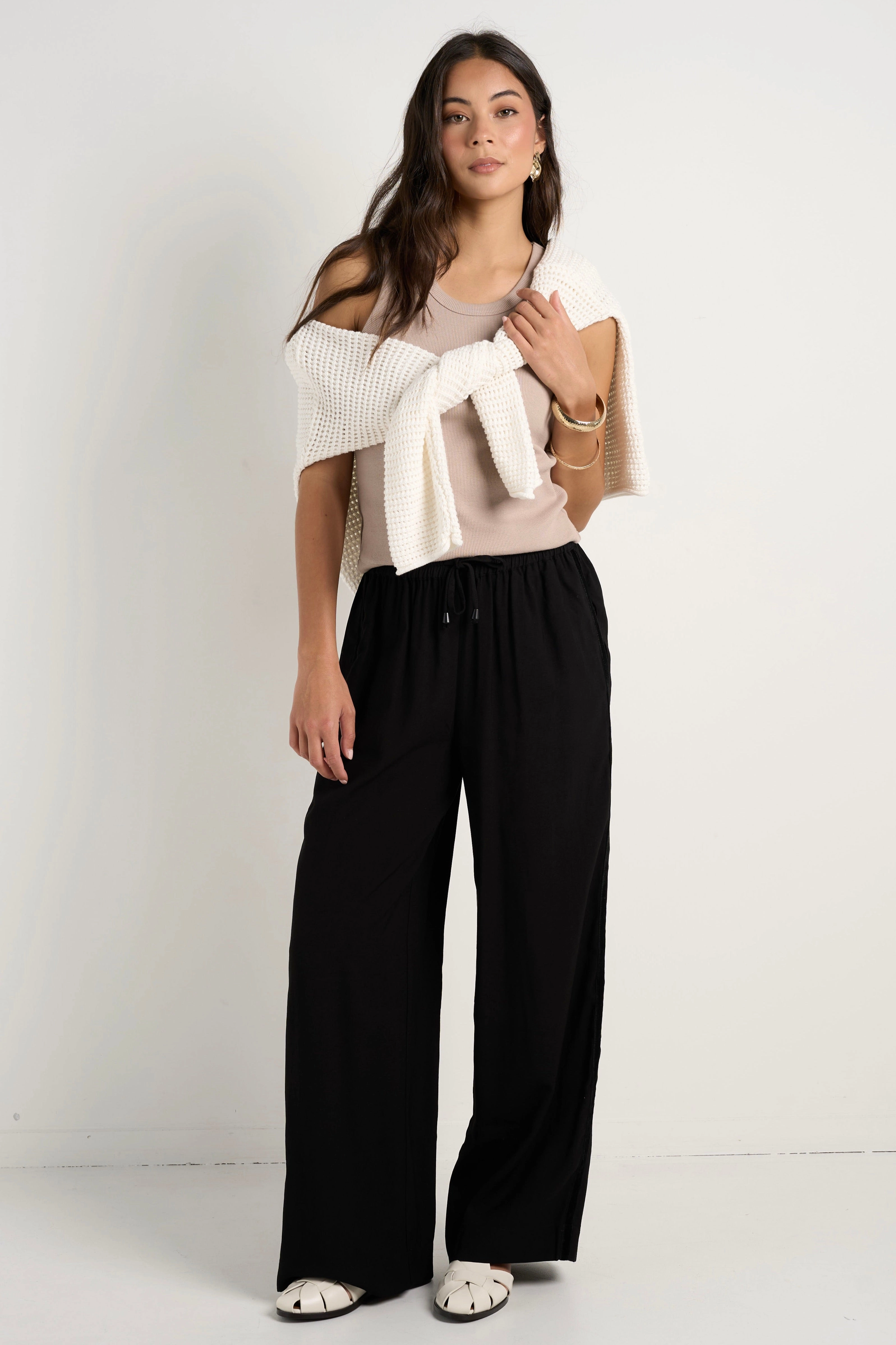 Layer Fit QuickReleaseBuckle Townie Onyx Velvet Stripe Side Wide Leg Pants