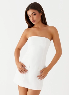 Allora Strapless Mini Dress - White Versatile dress for layering Subtle Motion