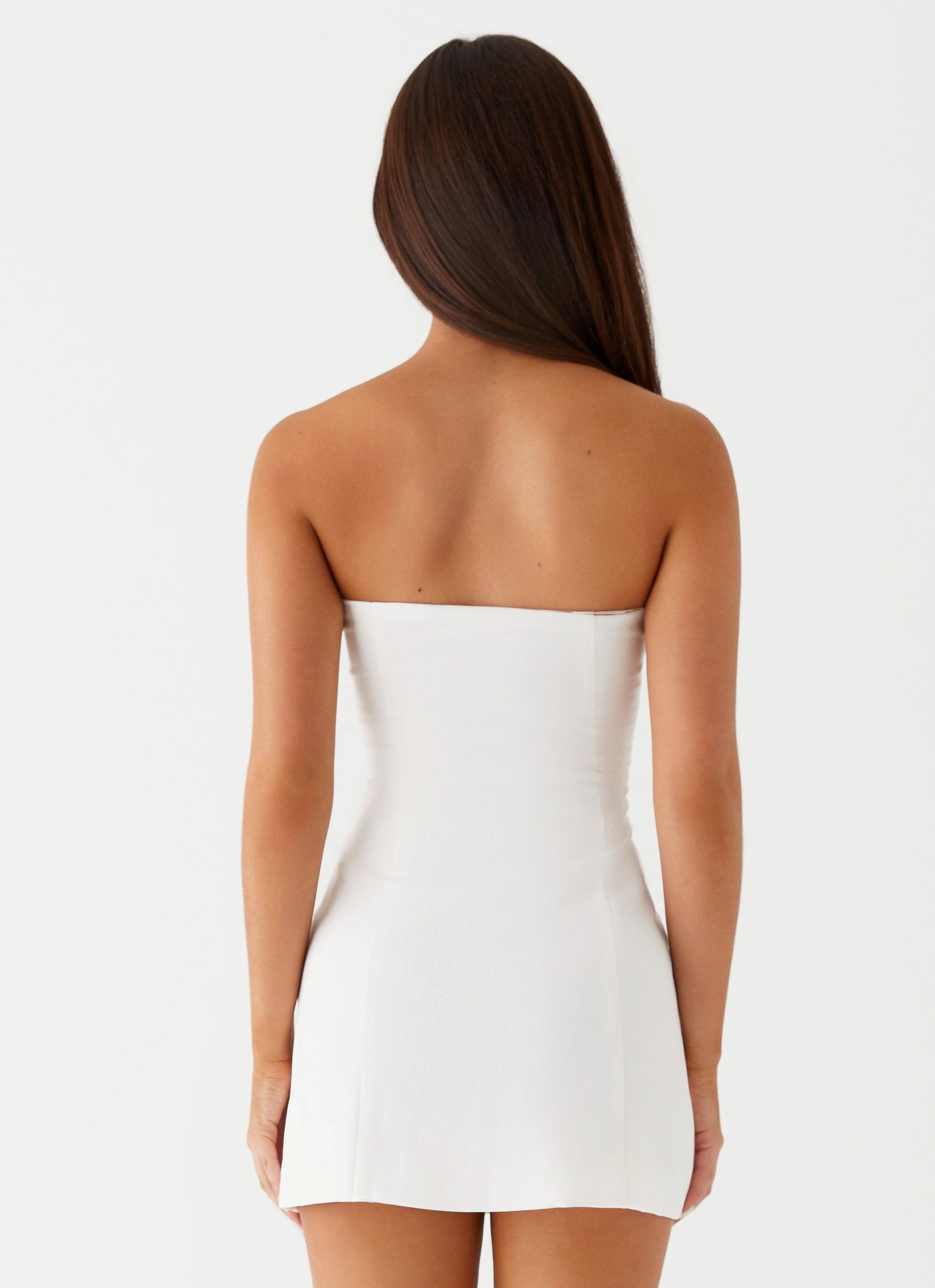 Allora Strapless Mini Dress - White Grace Flow
