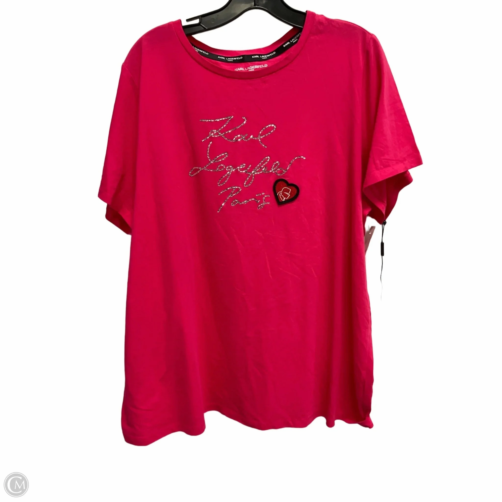 Minimalist Apparel Cycling endurance Top Short Sleeve Designer By Karl Lagerfeld In Pink, Size: 1x