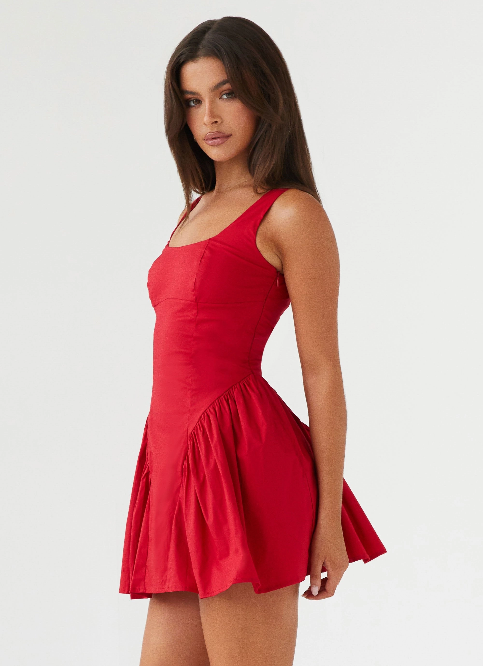 Sassy Soiree Corset Mini Dress - Red Tailored-fit