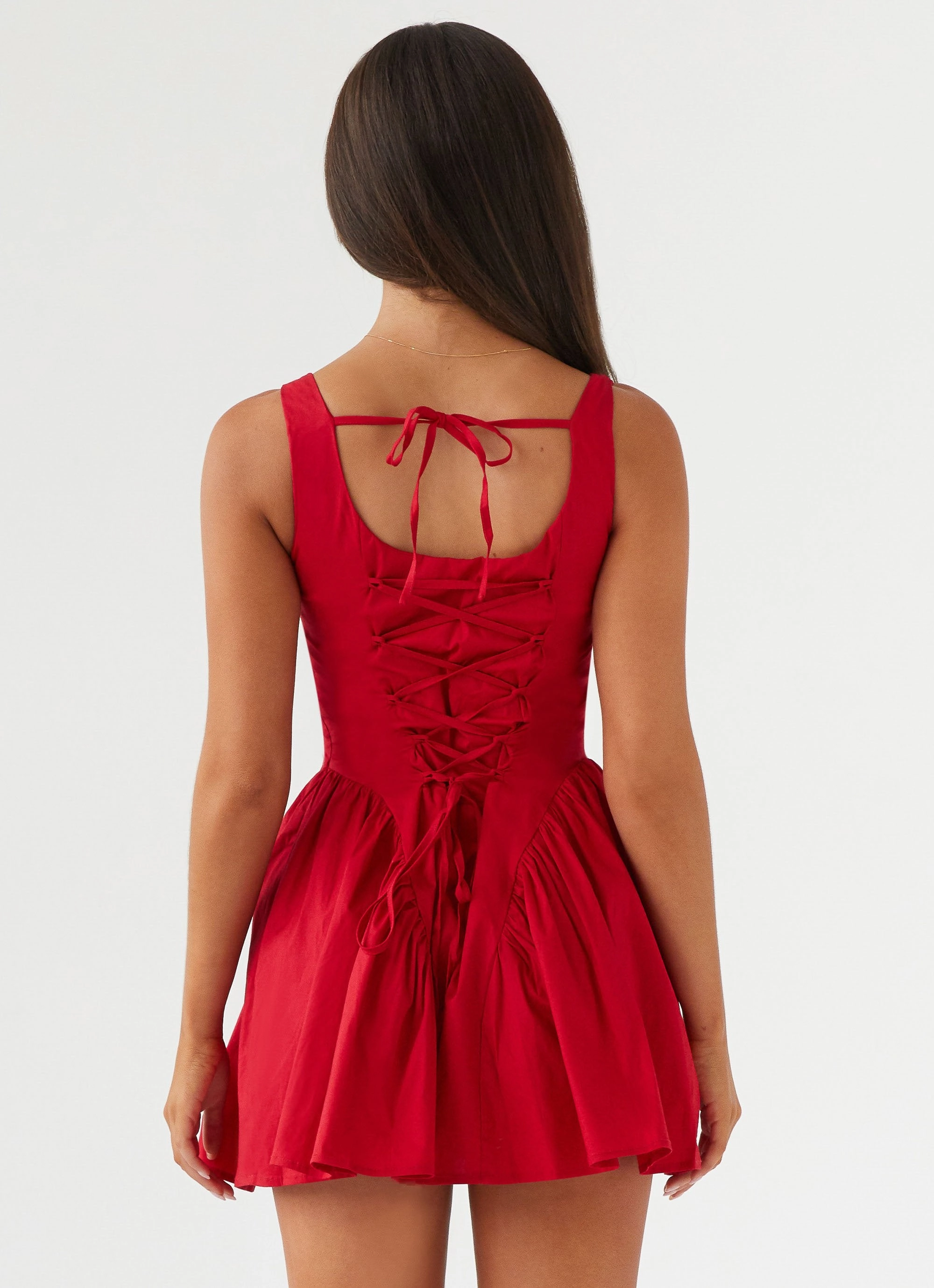 Calm Texture Sassy Soiree Corset Mini Dress - Red