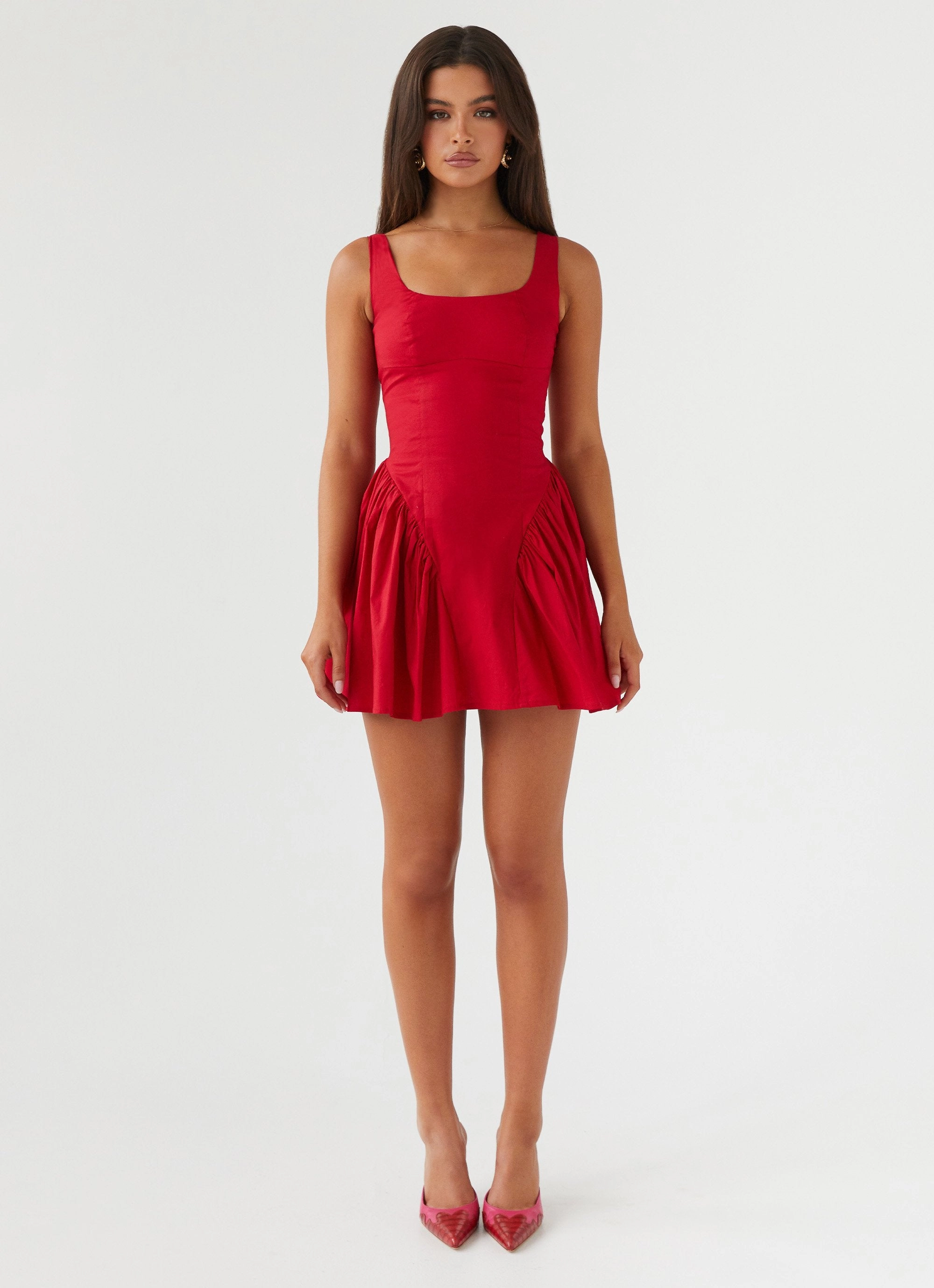 Sassy Soiree Corset Mini Dress - Red Balanced Lines Smart touch