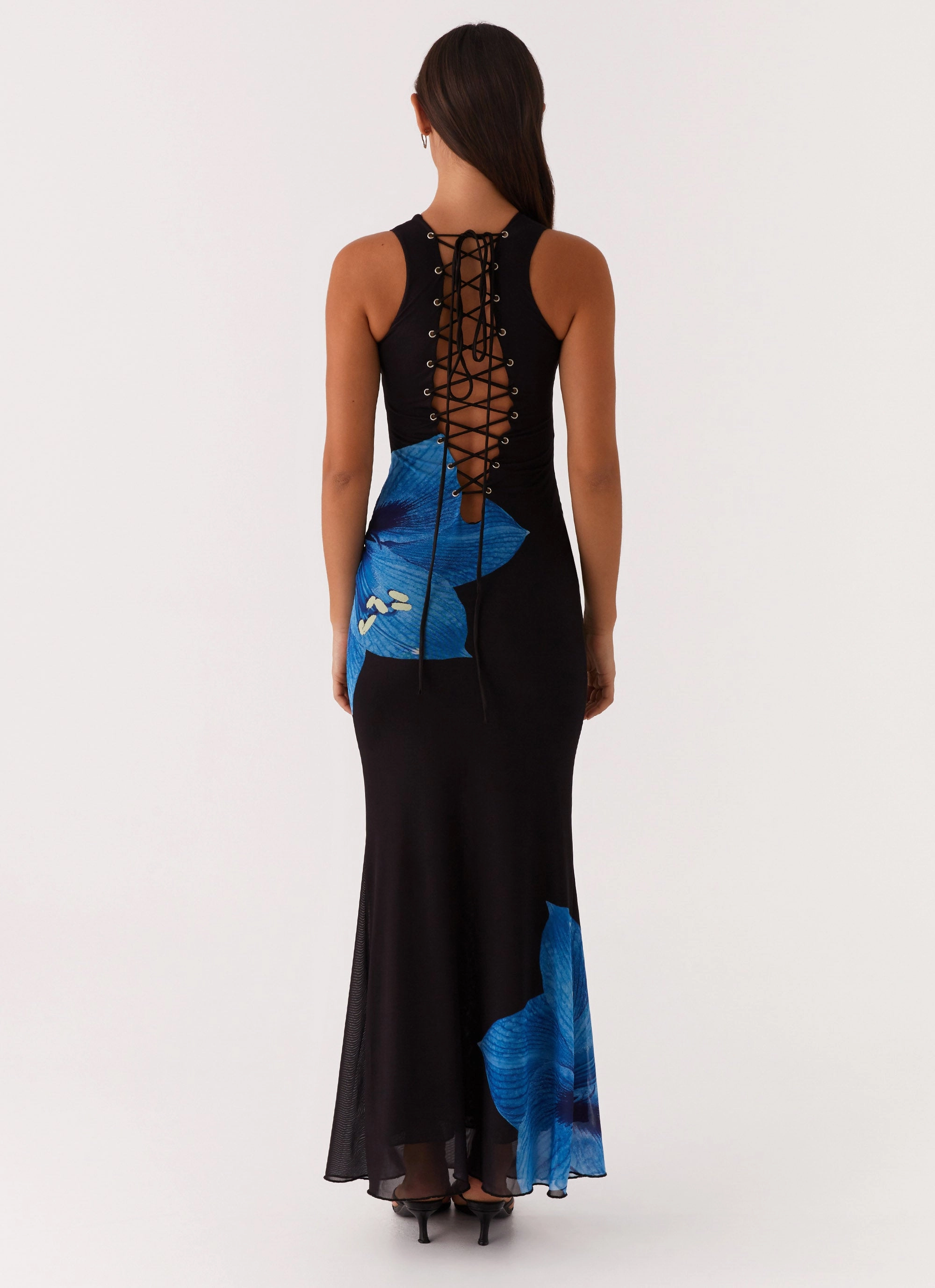 Manhattan Nights Maxi Dress - Black Empire Waist Sleek Volume