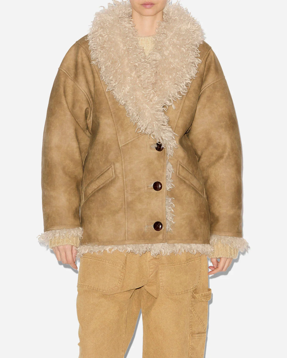 Marant Etoile Clea Coat in Taupe Low Maintenance Fabric