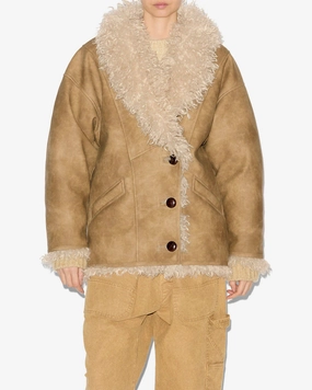 Comfort Fit Design Multi pockets Marant Etoile Clea Coat in Taupe