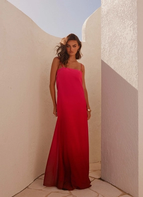 Timeless Trend Natural Layers Marianne Maxi Dress - Fuchsia Gradient