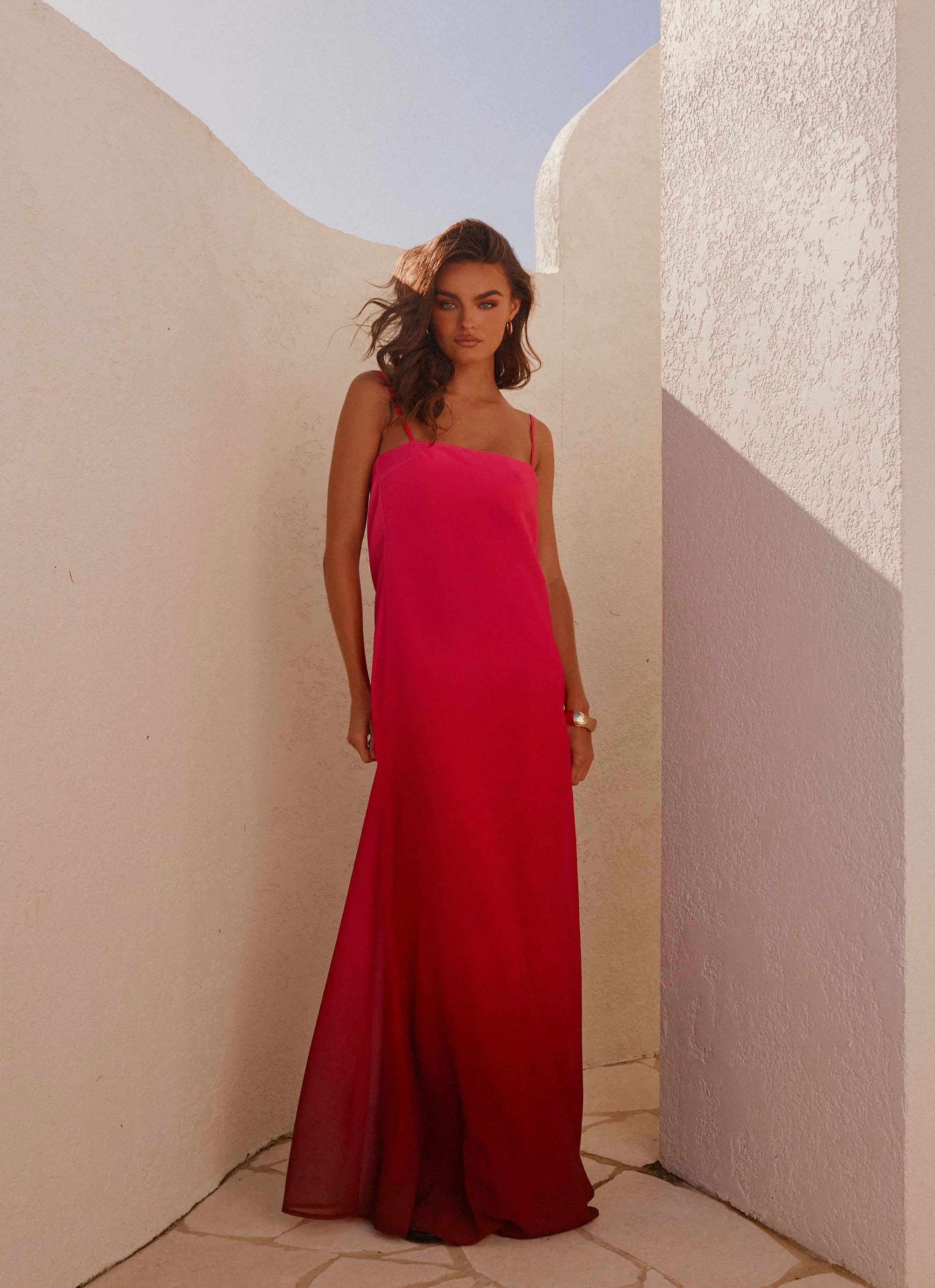 Timeless Trend Natural Layers Marianne Maxi Dress - Fuchsia Gradient
