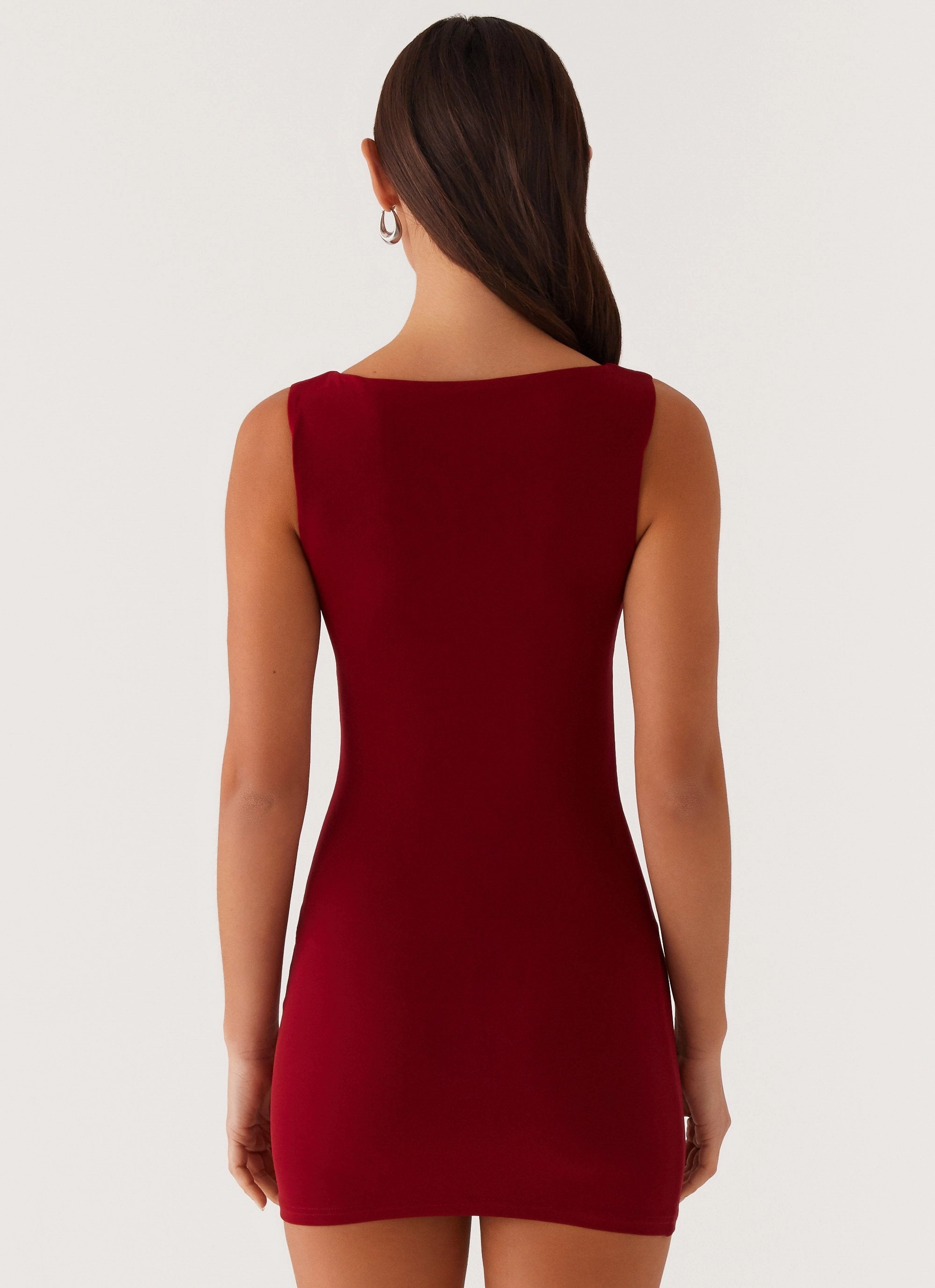 Sharp Mood Daily Style Matteo Beaded Mesh Mini Dress - Deep Red