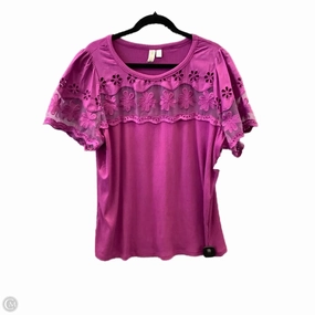 Oversized Cut Top Short Sleeve By Cato In Purple, Size: 3x