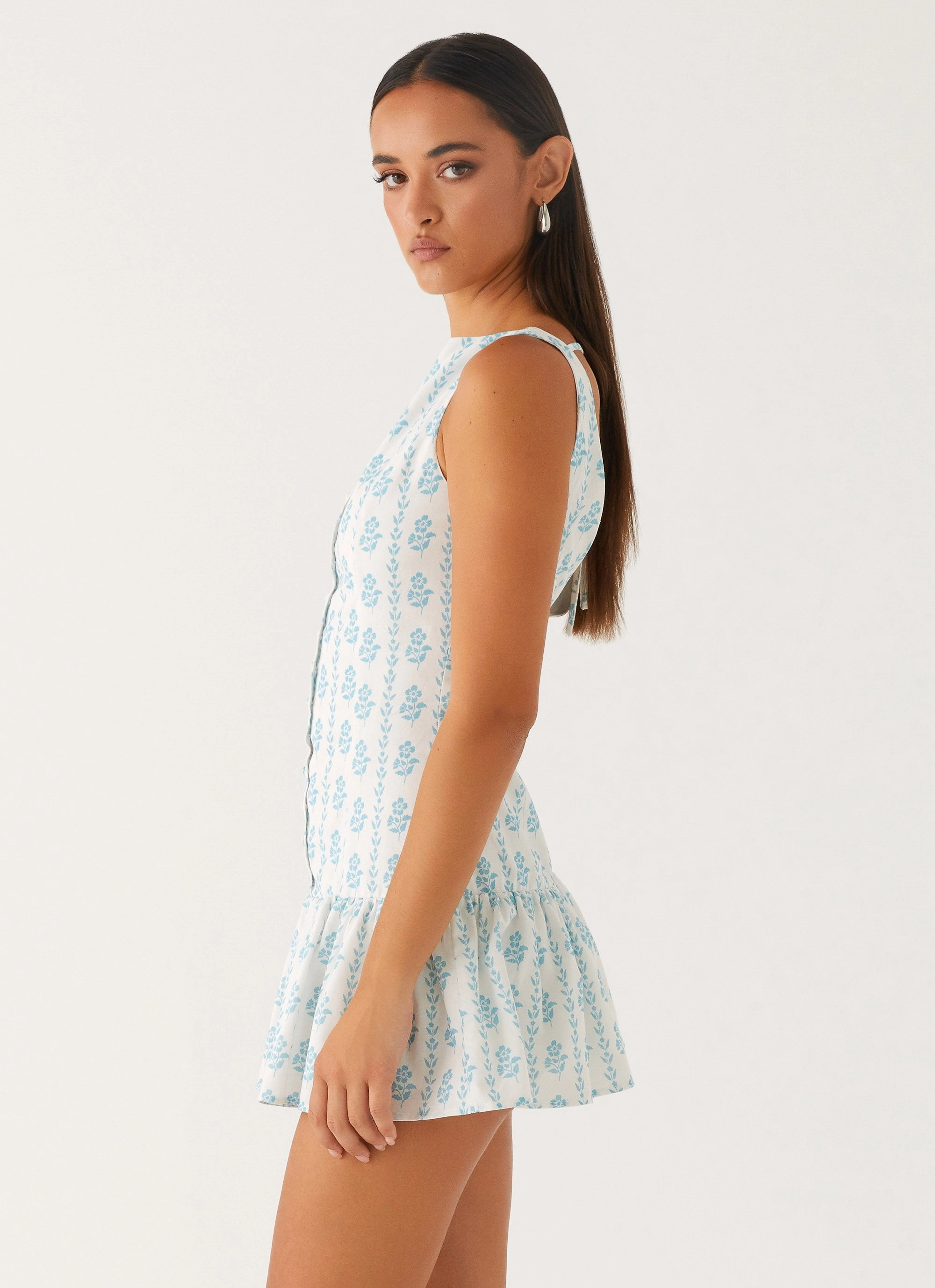 Sleek Tone Meggie Linen Mini Dress - Sweet Daydream Print